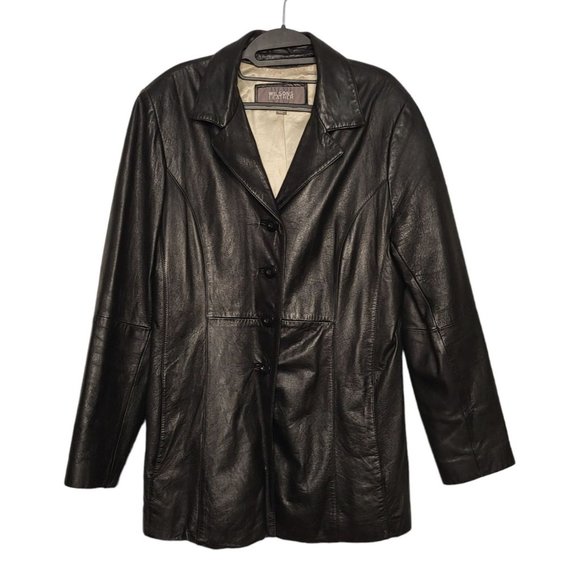 Wilsons Leather Jackets & Blazers - WILSONS LEATHER Trendy Oversized Black Leather Jacket Dark Academia Blazer